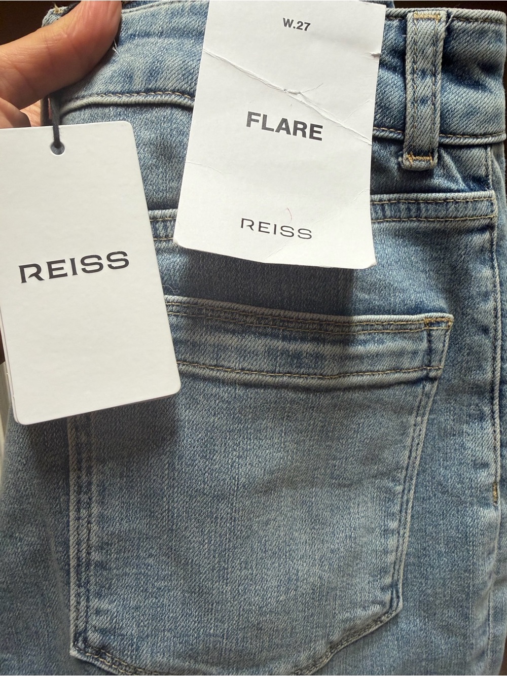 Reiss Cali twin pocket button fly flare jeans; NWT; size 27 - Picture 8 of 10